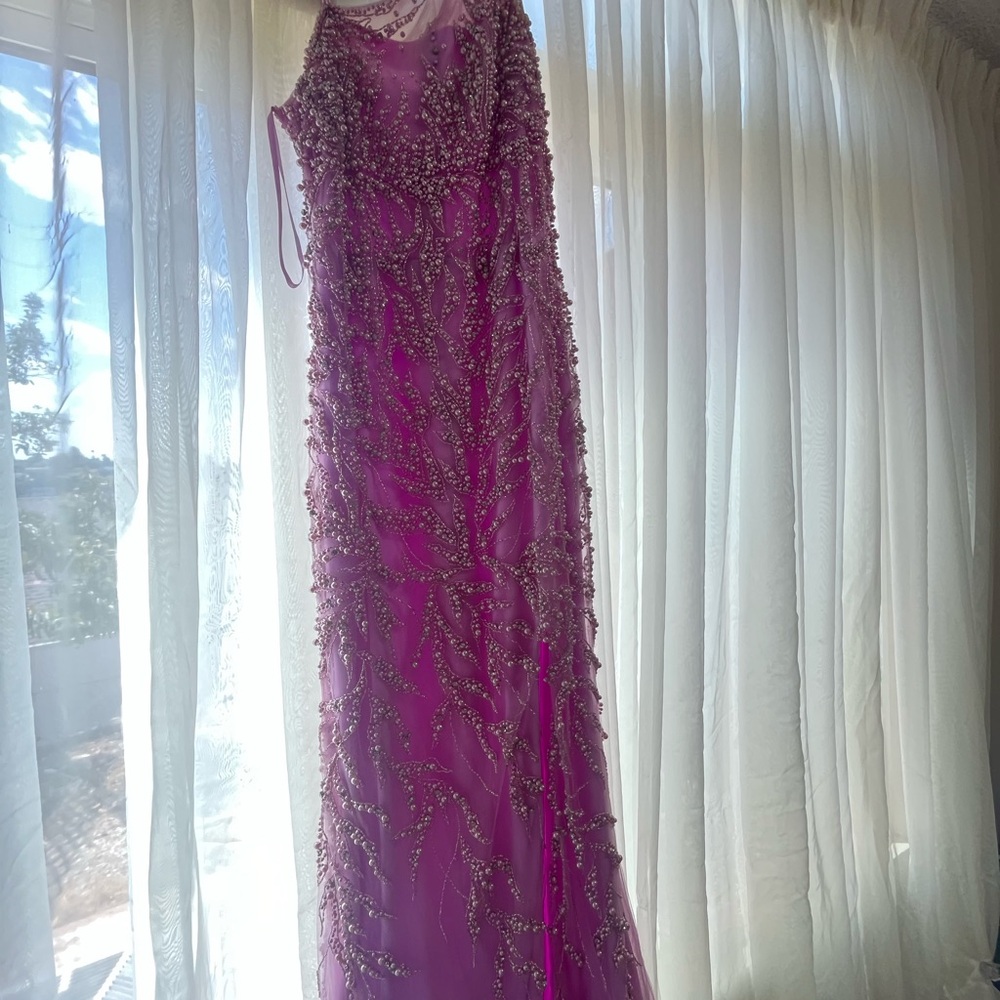 Elegant Beaded Maxi Dress in Purple